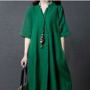 Halfsleeve pockets Aline Casual Stand Collar Dress